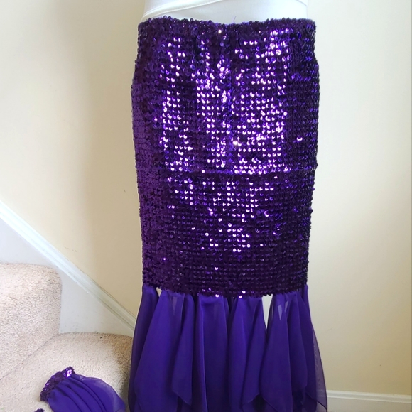 3 Peice Purple Sequins Dance Skirt Set⁷ - Picture 6 of 9